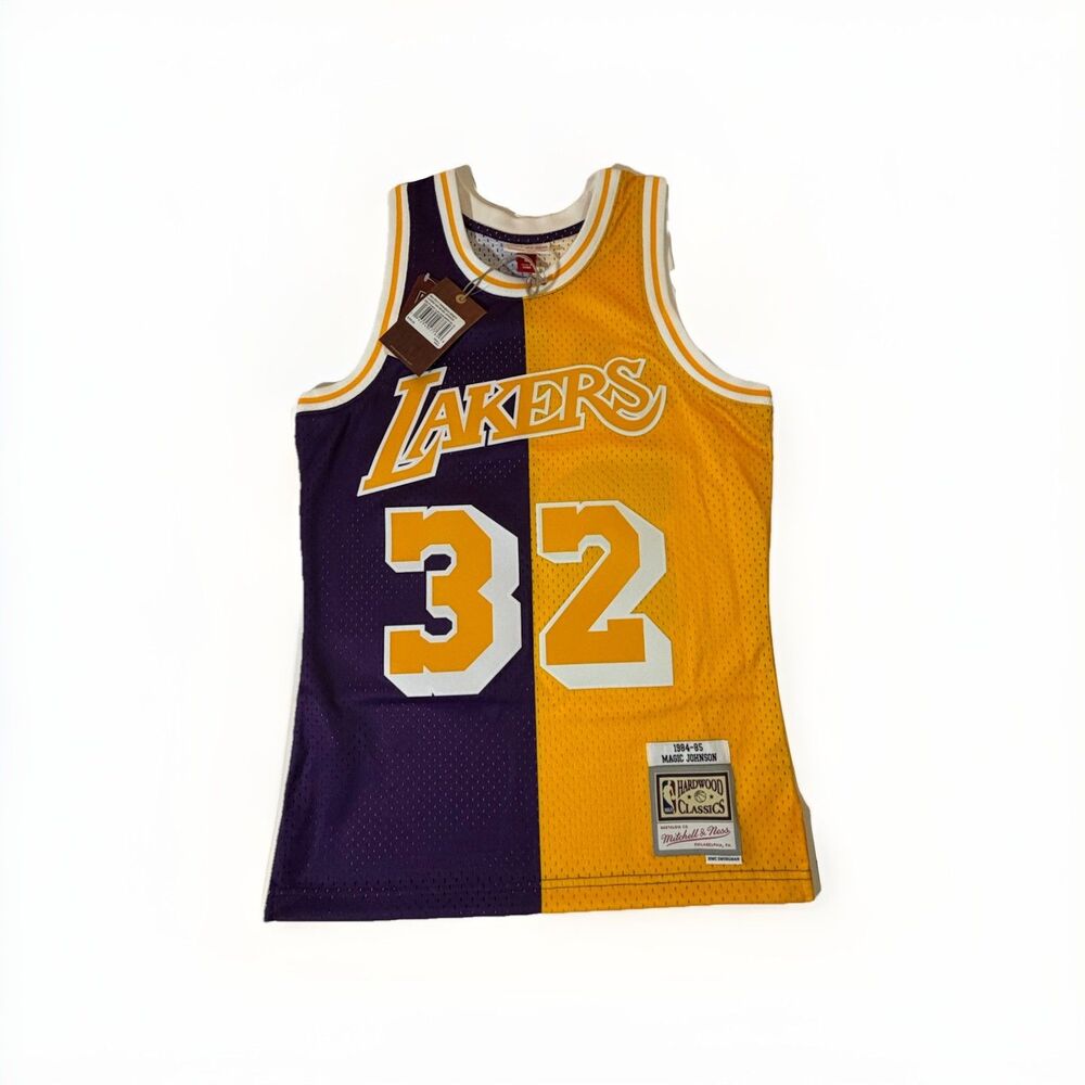 NWT Mitchell & Ness Magic Johnson #32 Lakers Split Swingman Jersey S